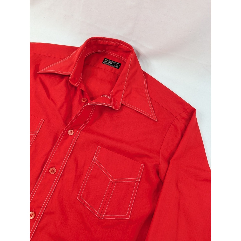 Vintage JC Penney Blade Color  Button Up Long Sleeved Shirt No Iron Medium Red